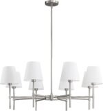 Dining Room Chandeliers Light - Modern Brushed Nickel Chandelier, 8-Light Metal Farmhouse Dining Room Light Fixture, E26 Hanging Pendent Lighting for Kitchen, Living Room, Foyer, Entrance - Image 9