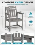 Ciokea HDPE Outdoor Dining Set 7-Piece Patio Table and Chairs with Umbrella Hole, All-Weather Patio Dining Set for 6, Durable Patio Furniture Set for Backyard, Garden, Lawn & Poolside, Grey - Image 3