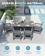 Ciokea HDPE Outdoor Dining Set 7-Piece Patio Table and Chairs with Umbrella Hole, All-Weather Patio Dining Set for 6, Durable Patio Furniture Set for Backyard, Garden, Lawn & Poolside, Grey - Image 4