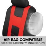 BDK carXS Forza Red Car Seat Covers Full Set, Two-Tone Front Seat Covers with Matching Back Seat Cover for Cars, PolyCloth Protectors with Split Bench Design, Automotive Interior Covers - Image 4