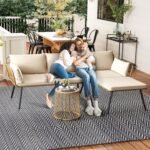 DWVO Patio Furniture Set 3 Piece Outdoor Wicker Conversation Set with Detachable Cushions and Coffee Table L-Shaped Sectional Sofa Set Outdoor Furniture Set for Backyard Porch Deck - Beige - Image 5