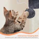 Yaheetech 57in Multi-Level Cat Tree Tower with Extended Platform, Padded Perch, Scratching Posts, and Ball — Indoor Activity Center for Large Cats - Image 5