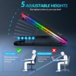 Laptop Cooling Pad, Gaming Laptop Cooler with 9 Quiet Fans, Laptop Cooling Stand for 12-17 Inch, Laptop Computer Fan with 5 Height Adjustable,2 USB Ports,1 Phone Stand - Image 4