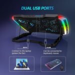 Laptop Cooling Pad, Gaming Laptop Cooler with 9 Quiet Fans, Laptop Cooling Stand for 12-17 Inch, Laptop Computer Fan with 5 Height Adjustable,2 USB Ports,1 Phone Stand - Image 5