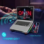 Laptop Cooling Pad, Gaming Laptop Cooler with 9 Quiet Fans, Laptop Cooling Stand for 12-17 Inch, Laptop Computer Fan with 5 Height Adjustable,2 USB Ports,1 Phone Stand - Image 6