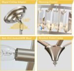 Brushed Nickel Crystal Chandeliers for Dining Room, Modern Round Light Fixture for Kitchen Hallway Bedroom Foyer Living Room, 4 Lights Farmhouse Adjustable Height Hanging Light, 16 Inch - Image 7