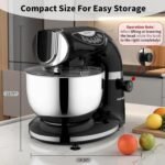 Aifeel Stand Mixer, 8.5QT+ 6QT Two Stainless Steel Bowls Electric Food Mixer, 7 in 1 Multifunctional Kitchen Mixer with Dough Hook, Whisk, Beater, Meat Grinder,Pasta & Cookie Maker-Black - Image 3