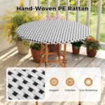 Tangkula 3 Piece French Bistro Table Chair Set, Outdoor Wicker Round Table & 2 Dining Chairs with Metal Support, Outside Accent Dining Furniture Set for Garden, Balcony, Porch - Image 5