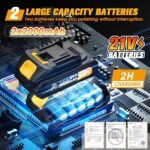 Cordless Car Buffer Polisher kit [2x 2000mAh 21V Batteries & 18 PCS Attachments] 6-Speed Orbital Design, LED Display, 6 Inch Lightweight Detailing Tool for Waxing, Polishing & Scratch Removal - Image 4