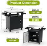 Nuuk Grill Table with Storage Cabinet, Outdoor Bar Cart Pizza Oven Table with Wheels, Stainless Steel Top Kitchen Island 20" x 30" Rolling Prep Station for Indoor, BBQ, Deck, Backyard - Image 3