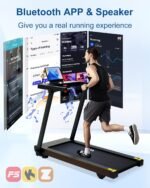 Foldable Treadmill with Auto Incline - 4 Hp 18.9 Inch Wide Treadmills for Home Seniors, 400 Lb Capacity, Backlit Knob Led Display, Shock Absorbent, Bluetooth App and Speaker, 12 Mph Speed - Image 4