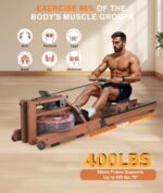 Rowing Machines for Home,Water Rowing Machine with Foldable Design,400LBS Capacity,LCD Monitor,Smooth Glide Rails,Comfortable Seat,Free App Supported for Immersive Water Rower&Home Gym - Image 3