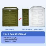 Double Sleeping Bag for Adults Men Women, XL Queen Size Two Person Sleeping Bag for All Season Camping Hiking Backpacking 2 Person Sleeping Bags for Cold Weather & Warm - Image 3