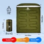 Double Sleeping Bag for Adults Men Women, XL Queen Size Two Person Sleeping Bag for All Season Camping Hiking Backpacking 2 Person Sleeping Bags for Cold Weather & Warm - Image 4