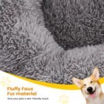 Calming Dog Beds for Large Dogs, Faux Fur Donut Cuddler Dog Bed, Round Fluffy Pillow, Washable Pet Bed for Dogs Up to 80Lbs, 36inch - Image 4