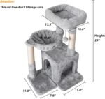 Pesofer Cat Tree, Small Cat Tower with Sisal Scratching Post and Hammock Light Gray - Image 3