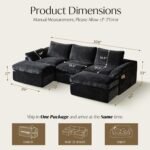Vamcheer Modular Sectional Cloud Couch - Utra Soft U Shaped Couch with 2 Movable Ottoman, Deep Seat Boneless Couches for Living Room Bedroom, No Assembly Required, Black - Image 3