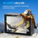 Action Camera 4K 60FPS with Touch Screen 20MP Waterproof Camera Underwater 131FT with EIS for Snorkeling Helmet Bike 170° Wide Angle Remote WiFi 5XZoom - Image 3