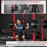 Power Rack with LAT Pulldown & Dual Pulley, 2000lbs Squat Rack for Home Gym, All-in-One Strength Training Cage with Cable Crossover, Bench Press & Pulley Workout System for Garage - Image 3