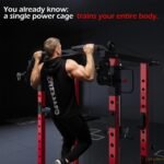 Power Rack with LAT Pulldown & Dual Pulley, 2000lbs Squat Rack for Home Gym, All-in-One Strength Training Cage with Cable Crossover, Bench Press & Pulley Workout System for Garage - Image 5