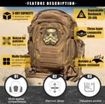 Tactical Backpack Military Army Daypack - Assault Pack for Men Molle Backpacks Bug Out Bag 3 Day Pack for Hiking Camping Travel Hunting Rucksack Trekking Coyote - Image 4
