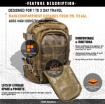 Tactical Backpack Military Army Daypack - Assault Pack for Men Molle Backpacks Bug Out Bag 3 Day Pack for Hiking Camping Travel Hunting Rucksack Trekking Coyote - Image 5