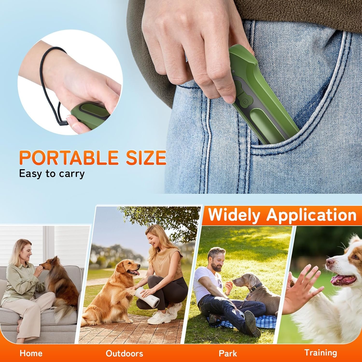 Dog Bark Deterrent Devices, Ultrasonic Anti Barking Device for Dogs, Portable Dog Training Device Safe for Dogs & Human 65FT Bark Control Barks No More Indoor Outdoors Behavior Correct - Image 4