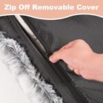 Bedfolks Waterproof Dog Crate Bed With Removable Washable Cover, Plush Faux Fur Pad for Large Dogs, Fluffy Kennel Bed 35"x23", Dark Grey - Image 5