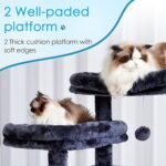 Hey-brother Cat Tree, 74 inches Multi-Level XL Large Cat Tower for Indoor Cats with Three Cat Condos, Two Large Top Decks and Cat Hairbrushfor Kittens, Cats and Pets, Smoky Gray MPJ035-MG - Image 5