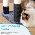 Hey-brother Cat Tree, 74 inches Multi-Level XL Large Cat Tower for Indoor Cats with Three Cat Condos, Two Large Top Decks and Cat Hairbrushfor Kittens, Cats and Pets, Smoky Gray MPJ035-MG - Image 7