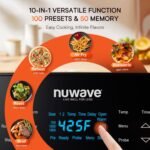 Nuwave Brio 15.5Qt 10-IN-1 Air Fryer Rotisserie Oven, XL Family Size, Even & Crisp AirFry, Reheat, Roast, Dehydrate for Quick Meals, 50°-425°F Control, 100 Presets & 50 Memory, Dishwasher-Safe, 1800W - Image 3