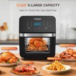 Nuwave Brio 15.5Qt 10-IN-1 Air Fryer Rotisserie Oven, XL Family Size, Even & Crisp AirFry, Reheat, Roast, Dehydrate for Quick Meals, 50°-425°F Control, 100 Presets & 50 Memory, Dishwasher-Safe, 1800W - Image 4