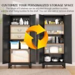 75.2" Tall Storage Cabinet, Pantry Storage Cabinets with 2 Door and 5 Adjustable Shelves, Black Kitchen Food Cabinet, Metal Utility Cabinets for Kitchen, Dinning Room, Laundry Room - Image 5
