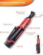 AOBEN Cordless Electric Ratchet Wrench Set, 3/8" 12V Power Ratchet Tool Kit With 2 Packs 2000mAh Lithium-Ion Battery And Charger - Image 3