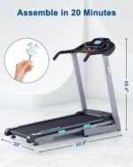 Treadmill with Auto Incline - 300 lb Capacity, 3.0HP Folding Electric Treadmill Up to 8.5 MPH Speed, Running Machine with 17.5" Wide Tread Belt and Bluetooth Speaker for Home Use - Image 4