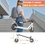 Electric Scooter for Adults, 350W/500W Motor, 16-22 Miles Range, 8.5"/10" Solid Tires, Dual Braking & Suspension, Folding Portable Commuting E-Scooter with App - Image 6