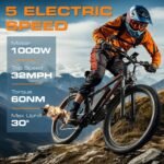 Electric Bike 48V 17.5Ah (840Wh) with Peak 1500W 29'' Wheels for Adults, Max 34mph 30-80 Miles with Disc Brakes, 21-Speed, Front Suspension for Off-Road Riding - Image 3