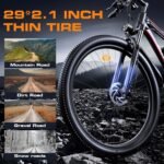 Electric Bike 48V 17.5Ah (840Wh) with Peak 1500W 29'' Wheels for Adults, Max 34mph 30-80 Miles with Disc Brakes, 21-Speed, Front Suspension for Off-Road Riding - Image 4