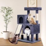 FDW Cat Tree for Indoor Cats 36 Inches Cat Tower Multi-Level Indoor Cat Play Condo House with Scratching Posts, Spacious Perch, Sisal Posts and Dangling Toys (Dark Grey) - Image 3