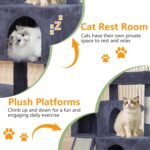FDW Cat Tree for Indoor Cats 36 Inches Cat Tower Multi-Level Indoor Cat Play Condo House with Scratching Posts, Spacious Perch, Sisal Posts and Dangling Toys (Dark Grey) - Image 4