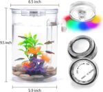Betta Fish Tank, 360 Aquarium with LED Light, 1 Gallon Fish Bowl, Small Fish Tank Starters Kit, Beta Fish Tank Aautomatic Cleaning as Desktop Decoration for Office Home Room Decor - Image 5