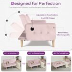 TYBOATLE 65" W Velvet Modern Convertible Folding Futon Couch Sofa Bed w/ 2 USB Charging Ports and arms, Loveseat for Compact Living Space, Dorm, Game Studio, Bonus Room, Apartment, Bedroom (Pink) - Image 5