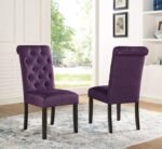 Roundhill Furniture Leviton Urban Style Dark Washed Wood Dining Set: Table, 4 Chairs and Bench, Purple - Image 6