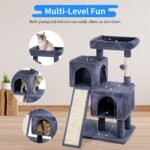 BestPet 36 inches Cat Tree for Indoor Cats Cat Tower with Scratching Posts Multi-Level Cat Furniture Condo with Ramp, Perch Spacious Cat Cave & Funny Toys for Kittens House,Dark Grey - Image 4