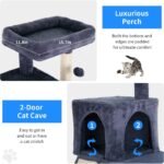 BestPet 36 inches Cat Tree for Indoor Cats Cat Tower with Scratching Posts Multi-Level Cat Furniture Condo with Ramp, Perch Spacious Cat Cave & Funny Toys for Kittens House,Dark Grey - Image 5