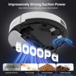 Bagotte Robot Vacuum and Mop, Robotic Vacuum Cleaner with Self Emptying Station for 60 Days, 5000Pa Suction, LiDAR Navigation, No-Go Zones,Wi-Fi/App/Alexa Control, for Carpets & Hard Floors - Image 3