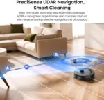 Lefant LiDAR Robot Vacuum and Mop Combo,75-Days Self-Emptying,6000Pa Powerful Scution,Multi-Floor Mapping, No-Go Zones,140 Min Runtime,2.4G/5G WiFi/Alexa/APP/iWatch,M2 Plus Black - Image 4