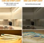 COB LED Strip Lights 100ft,3000K DC 24V Dimmable Warm White Flexible LED Rope Lights for Bedroom,with Remote and app Control LED Lights Strip for Living Room, Shelf, Cabinet - Image 3