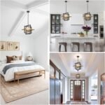 Small Black and Gold Chandelier- 6 Lights Geometric Pendant Light Fixture, Modern Industrial Chandeliers Hanging Lights for Entryway Dining Room Living Room Kitchen Island Hallway Foyer - Image 5