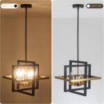 Small Black and Gold Chandelier- 6 Lights Geometric Pendant Light Fixture, Modern Industrial Chandeliers Hanging Lights for Entryway Dining Room Living Room Kitchen Island Hallway Foyer - Image 6